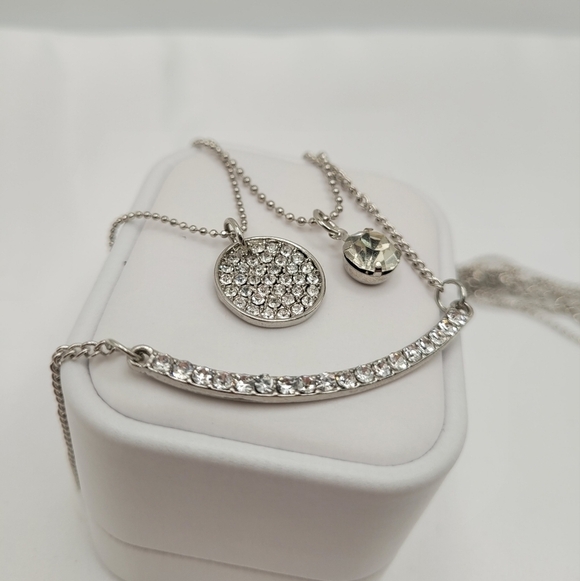 ✨2/$10✨ Multi Chain Layered Diamond Necklace Micro Pave Round Semicircle - Picture 7 of 11